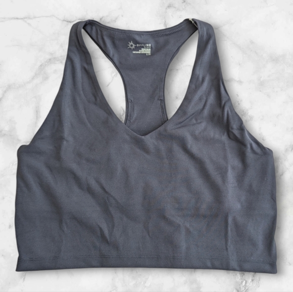 aerie Other - NWT Aerie Offline Real Me Racerback Sports Bra Steel Blue Large
